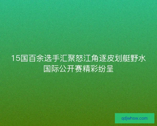 15国百余选手汇聚怒江角逐皮划艇野水国际公开赛精彩纷呈