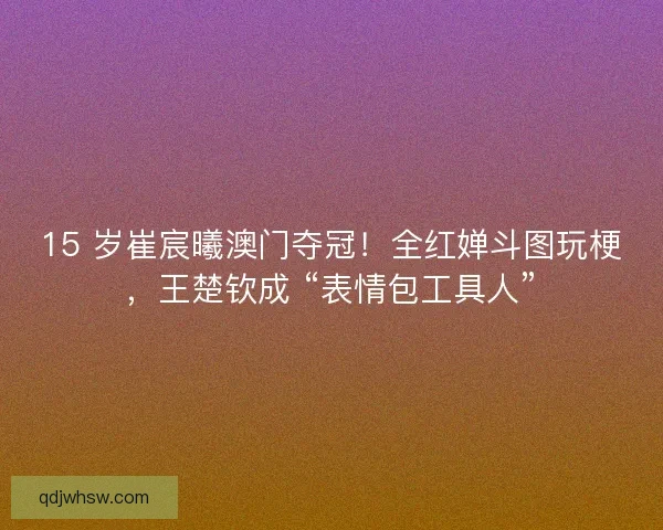 15 岁崔宸曦澳门夺冠！全红婵斗图玩梗，王楚钦成 “表情包工具人”