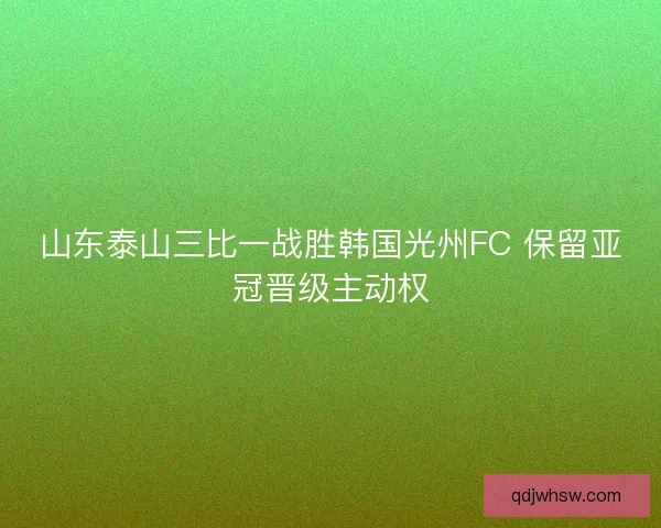 山东泰山三比一战胜韩国光州FC 保留亚冠晋级主动权 山东泰山三比一战胜韩国光州FC 保留亚冠晋级主动权